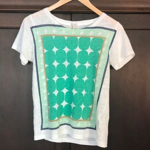 J. Crew geometric print linen tee, size XS